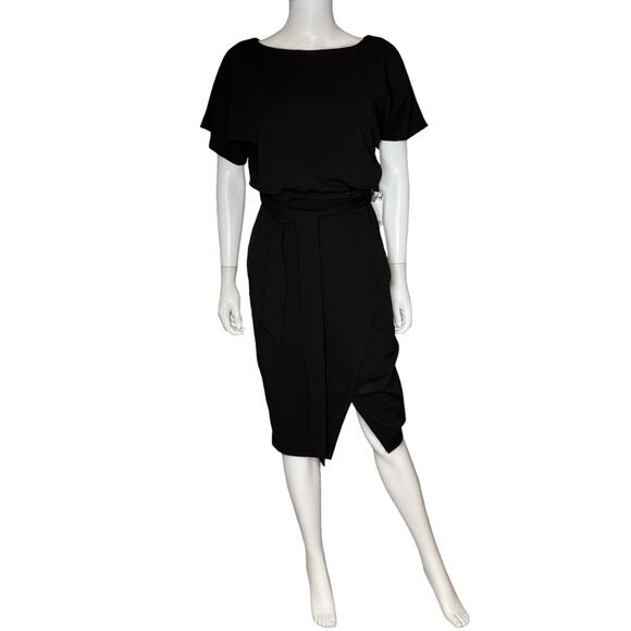 KENSIE Women’s Solid-Colored Faux-Wrap Dress Black Sz 4 NWT - Picture 2 of 7